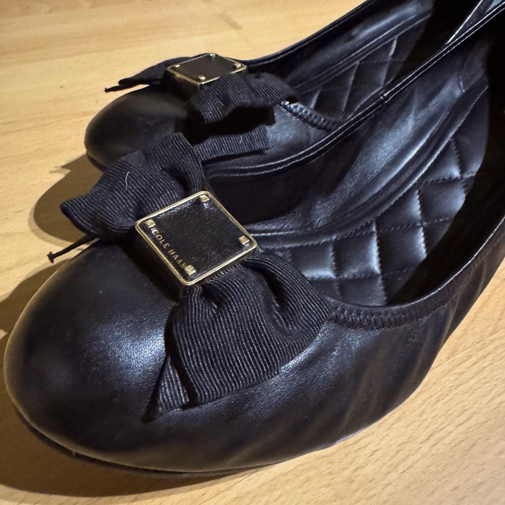 COLE HAAN Black Bow Women's Wedges NWOT
